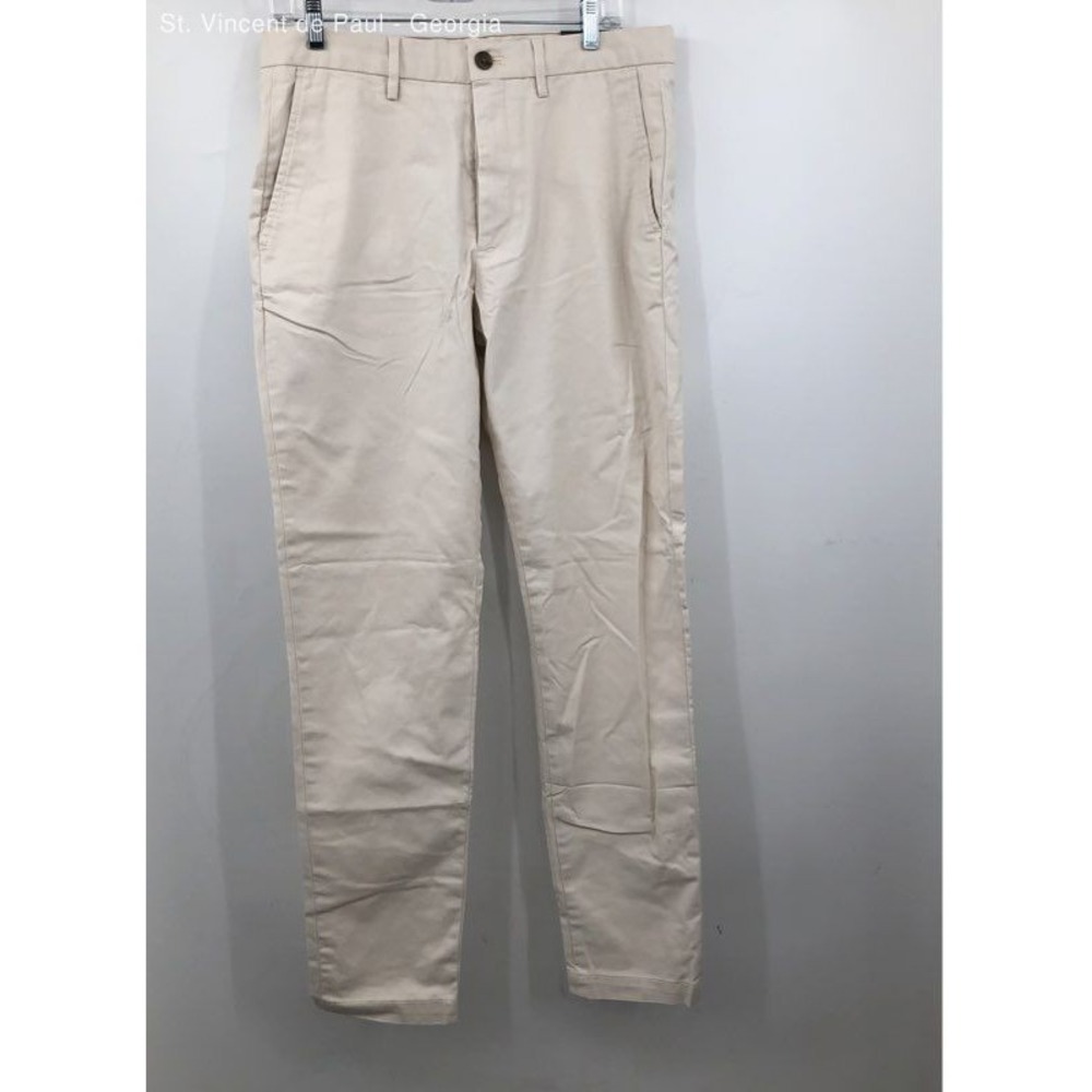Banana Republic Beige Lived-In Chino Straight Fit Flat Front Slim Khaki Pants 31